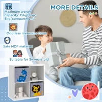 ZONEKIZ Kids Toy Box with Two Non-Woven Fabric Drawers, 61.8 x 29.9 x 61.8cm - White(m-7)