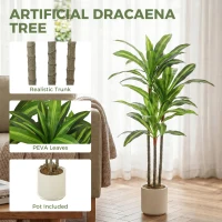 HOMCOM 90cm Lifelike Fake Tree, Artificial Dracaena Tree with Bendable Trunks, Green(m-4)