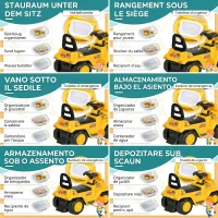 HOMCOM Escavator pentru Copii cu Cupă și Spațiu de Depozitare Ascuns, în PP și ABS, 80x26.5x39 cm, Galben și Negru(m-6)