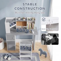 AIYAPLAY Bureau Enfant avec Chaise, Table d'Étude, Support de Tablette Réglable, Porte-Stylos, Panneau en Liège, 5-12 ans, Gris(m-8)