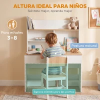 AIYAPLAY Escritorio Infantil con Estante 3 Compartimentos Abiertos y Cajón para Estudio Entrada 3-8 Años 80x50x100 cm Blanco(m-7)