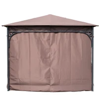 Outsunny 3 x 3(m) Garden Gazebo, Outdoor Gazebo Canopy Shelter with Curtains and Steel Frame for Lawn, Yard and Deck, Coffee(m-10)