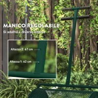 Outsunny Spandiconcime da 75L in Metallo con Manico Regolabile a T e Maniglia Imbottita, 70x40x112 cm, Verde(m-6)