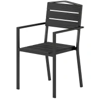 Outsunny Gartenstühle 4er Set Stapelbare Terrassenstühle mit Lamelldesign Armlehnen 52 x 51 x 90 cm Schwarz(m-11)