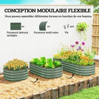 Outsunny Jardinière surélevée carré potager de jardin en acier modulable légumes, plantes, fleurs, dim. 150 x 62 x 30 cm vert(m-4)