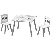 ZONEKIZ Set masă și 2 scaune pentru copii de 3-8 ani din MDF și lemn de pin, gri(m-12)