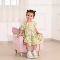 HOMCOM Fotoliu pentru Copii din Material cu Efect de Catifea Roz cu Spătar în Formă de Coroană, 50,2x41,9x57,8 cm(m-10)