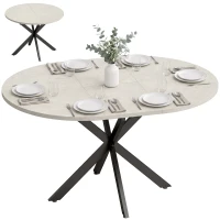 HOMCOM Uitschuifbare eettafel voor 4-6 personen, keukentafel in industriële look met stalen spinpoot, grijs(m-15)