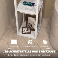 HOMCOM Stehlampe mit 3-stufigem Regal, Fußschalter, USB-Anschlüssen, MDF, Weiß(m-4)