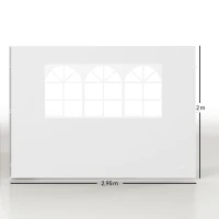 Outsunny Parois latérales de Rechange Barnum tonnelle 3 x 3 ou 3 x 6 m 2 pièces 2 Grandes fenêtres Blanc(m-3)