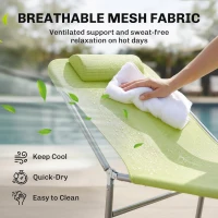 Outsunny Single Folding Sun Lounger - Green(m-5)