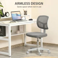 Vinsetto Small Office Chair without Arms, Ergonomic Swivel Mesh Desk Chair with Curved Back, Dark Grey(m-5)