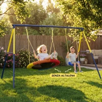 AIYAPLAY Struttura per Altalena da Giardino per Bambini 3-8 Anni in Acciaio, 4 Ganci, 260x160x178 cm, Blu(m-2)