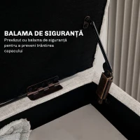 HOMCOM bancă cu spațiu de depozitare 110 x 39 x 45 cm din material cu aspect de in, picioare din lemn de cauciuc, capacitate 220 kg, bej(m-7)