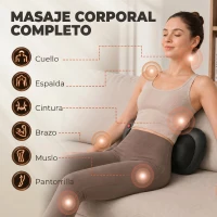 HOMCOM Cojín de Masaje Shiatsu con Calor y 4 Nodos  Amasado Giratorio 3D Alivio de la Fatiga Muscular(m-6)