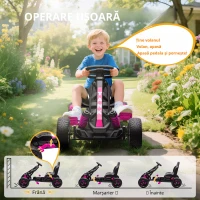 AIYAPLAY Kart cu pedale pentru copii, karting copii 3-6 ani cu ambreiaj automat, frână, roți EVA antiderapante, roz(m-7)
