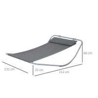 HOMCOM Bain de Soleil transat de Jardin chaise longue Bascule hamac tétière inclus pour Jardin, Piscine, Terrasse dim. 212L x 130l x 60H cm Gris(m-3)
