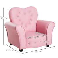 HOMCOM Kids Armchair Toddler Chair Seating Relax Playroom Seater Girl Princess Pink(m-3)