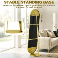 HOMCOM 50 x 161 cm Wavy Full Length Mirror, Free Standing Mirror with Metal Frame and Solid Base, Gold Tone(m-6)