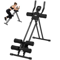 SPORTNOW Aparato de Abdominales Plegable con Pantalla LCD, Doble Riel, Espuma PVC, Marco de Acero, 92x41x83cm, Negro(m-11)