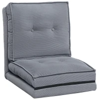 HOMCOM Fauteuil de sol pliable en velours côtelé, matelas de sol avec dossier réglable en 5 positions, 59 x 230 x 15 cm, gris(m-11)