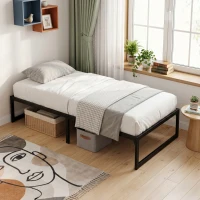 HOMCOM 3ft Single Bed Frame with Underbed Storage and Steel Slat Support, 32.5 cm Height, Noise-Free, Black(m-14)