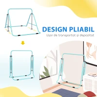 HOMCOM Bară Gimnastică Artistică pentru Copii 3+ Ani cu 5 Niveluri de Înălțime Reglabilă din Oțel, Verde(m-6)