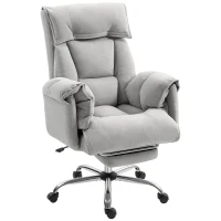 HOMCOM Bürostuhl Neigbar Höhenverstellbar Schreibtischstuhl mit Armlehne Fußstütze hoher Rückenlehne 75 x 77 x 110-118 cm Grau(m-1)