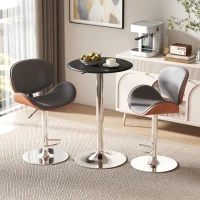 HOMCOM Bartisch, höhenverstellbar, Kunstlederbezug, Vintage-Design, Schwarz + Silber(m-2)