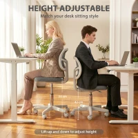 Vinsetto Small Office Chair without Arms, Ergonomic Swivel Mesh Desk Chair with Curved Back, Dark Grey(m-4)
