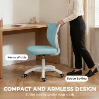 HOMCOM Office Chair, Armless Computer Desk Chair with Breathable Mesh, Adjustable Height, Swivel Wheels, Light Blue(m-4)