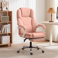 HOMCOM Scaun Birou Ergonomic, Fotoliu de Birou Înclinabil din Piele Sintetică Potrivită pentru Animale, Înălțime Reglabilă, Roz(m-4)