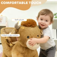 AIYAPLAY Baby Rocking Horse with Safety Belt, Wood Base, Animal Rocker for Children, Brown(m-6)