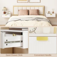 HOMCOM Modern Floating Nightstands Set of 2, Wall Mounted Bedside Tables with Wave Drawer White(m-8)