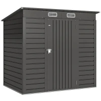 Outsunny 4 x 6ft Galvanised Metal Garden Shed, with Locking Door - Grey(m-1)