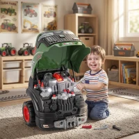 AIYAPLAY Kids Truck Engine Toy, Toy Steering Wheel with Spray, Lights and Sounds, Educational Gifts for 3-6 Years, Green(m-2)