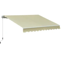 Outsunny Store banne Manuel rétractable alu. Angle Réglable Polyester imperméabilisé Haute densité 3,5L x 2,5l m Beige(m-12)