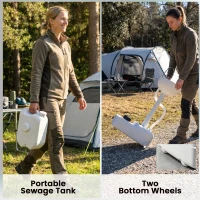Outsunny Portable Camping Sink with Running Water and Wastewater Tank, Hand Wash Basin with Rolling Wheels, Foot Pump, Soap Dispenser for Outdoor Events, Gatherings, Picnic(m-7)