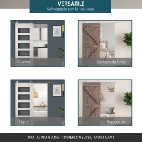 HOMCOM Kit Montaggio per Porta Scorrevole Singola da 2000mm con Binario e Accessori in Acciaio Inox per Pareti di Cemento o Legno(m-4)