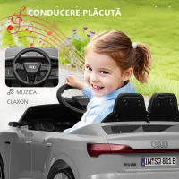 AIYAPLAY Mașină electrică pentru copii sub licență Audi Q8 e-tron Sportback 12V, telecomandă, faruri, muzică, claxon, 3-4 ani, Gri(m-7)