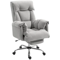 HOMCOM Bürostuhl Neigbar Höhenverstellbar Schreibtischstuhl mit Armlehne Fußstütze hoher Rückenlehne 75 x 77 x 110-118 cm Grau(m-11)