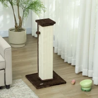 PawHut Krabpaal kattenboom, incl. speelbal, pluche, sisal, 41 x 41 x 81 cm, crème + bruin(m-8)