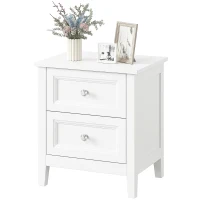 HOMCOM Nightstand with 2 Drawers Modern Bedside Table for Bedroom Living Room White(m-11)
