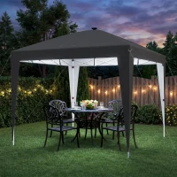 Outsunny Gazebo 3x3 m Pieghevole ad Altezza Regolabile con Luce Centrale e Telecomando, in Metallo e Poliestere, Nero(m-9)