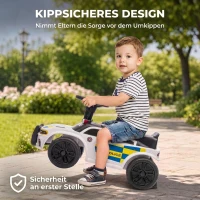 AIYAPLAY Rutschauto Kinder Polizei Rutschfahrzeug mit Musik Licht Anti-Kipp-Schutz & Stauraum unter dem Sitz 18-36 Monate Weiß(m-5)