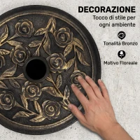 Outsunny Base per Ombrellone 9kg in Resina con Finiture in Bronzo Φ45.5 x 31.5cm Nero(m-6)