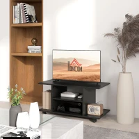 HOMCOM Mobile TV Moderno con Ripiani, Mobiletto Porta TV da 42" con Ruote Girevoli a Freni, 2 Piccolo Ripiani Laterali per Soggiorno e Camera da Letto, 80x40x40 cm, Nero(m-10)
