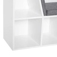 HOMCOM 6 Cube Bookcase with Cushioned Seat, Cube Storage Shelf, Bookshelf Organizer for Study, Reading Corner, White(m-9)