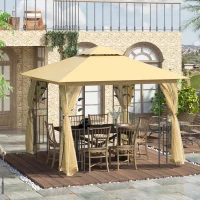 Outsunny Tonnlle de jardin barnum pavillion de jardin 3 x 3 double toit avec moustiquaires amovibles imperméable beige(m-10)