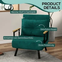 HOMCOM Relaxsessel im Skandidesign, Liegesessel, Lesesessel. ink. Kissen mit Knopfhefung, Schwarz + Natur(m-6)